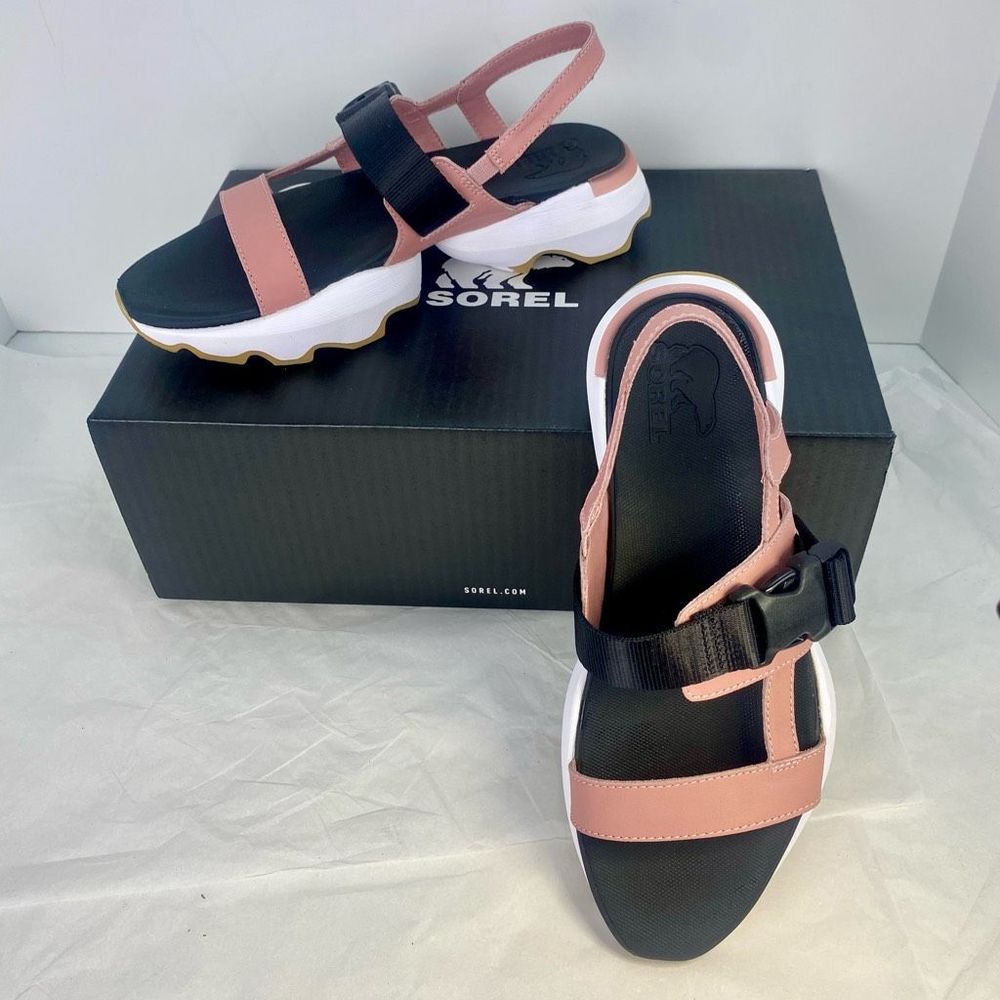 NIB Sorel Women's Pink and Black Platform Sport Sandals, never worn.